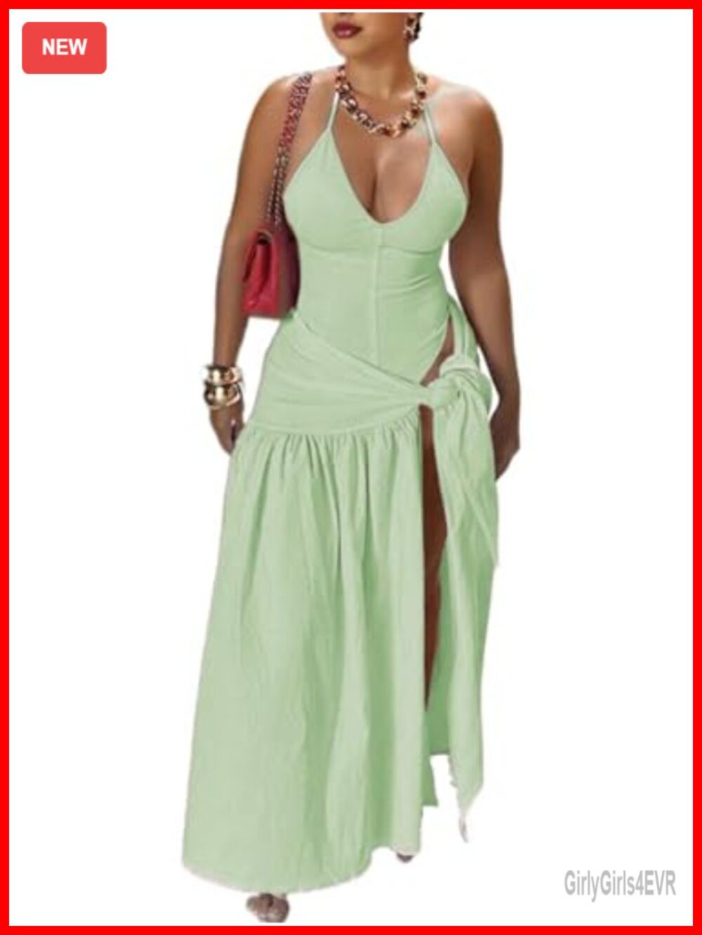 Two Piece Maxi Skirt Set Halter Bodysuit Wrap Skirt Vacation Outfit